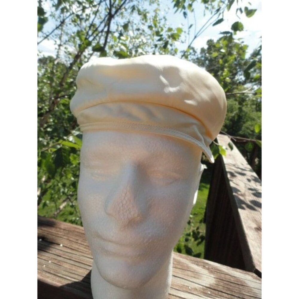 Vtg 1950's-1960's Satin Ivory Pill Box Saks Fifth Avenue Hat With Bill So Mod